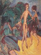 Ernst Ludwig Kirchner Nackter Jungling und Madchen am Strand oil painting artist